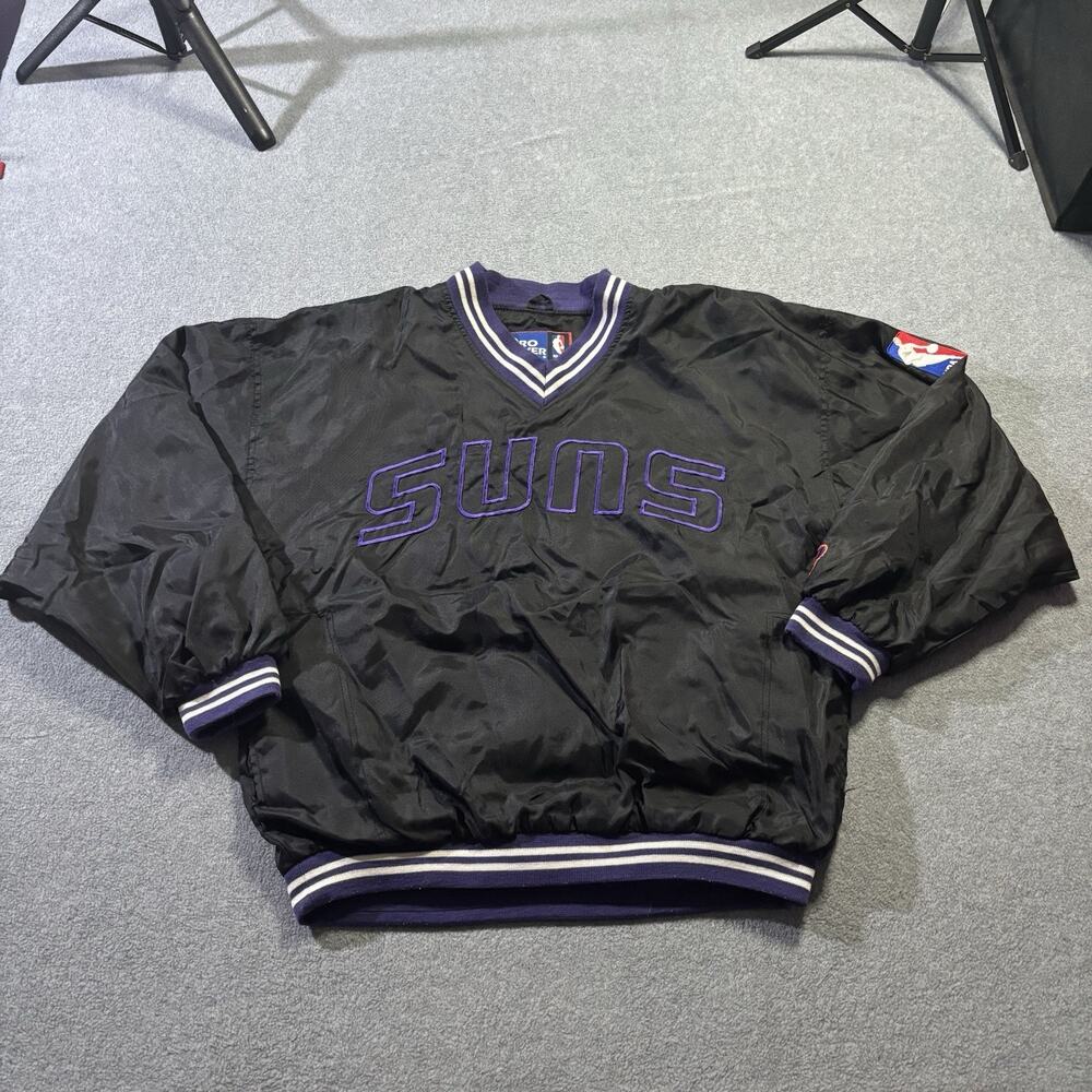 Vtg 90s Phoenix Suns Pro Player‎ Pullover Windbreaker Jacket Mens Medium Black